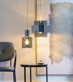 Lampara techo plata cristal/metal