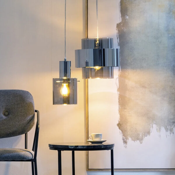 Lampara techo plata cristal/metal